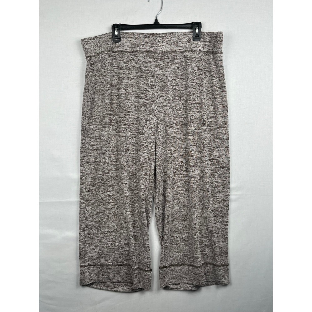 LOGO Lori Goldstein Crop Pants Brown Marl Space Dye Knit Plus Size 1X Wide Leg - Picture 11 of 11